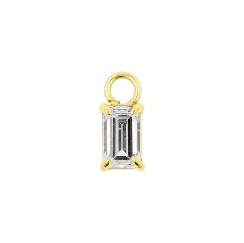 18 Karaats Gouden Click Ring Bedel - Zirkonia Rectangle