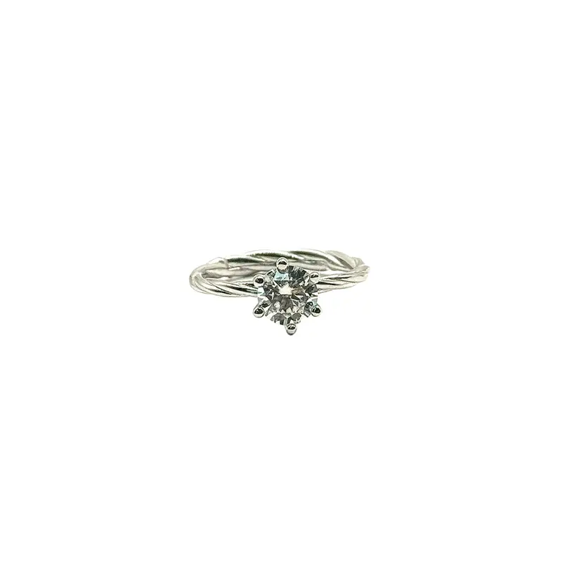 1ct VVS Moissanite Rope Solitaire Ring – Silver 925 (Flexible)