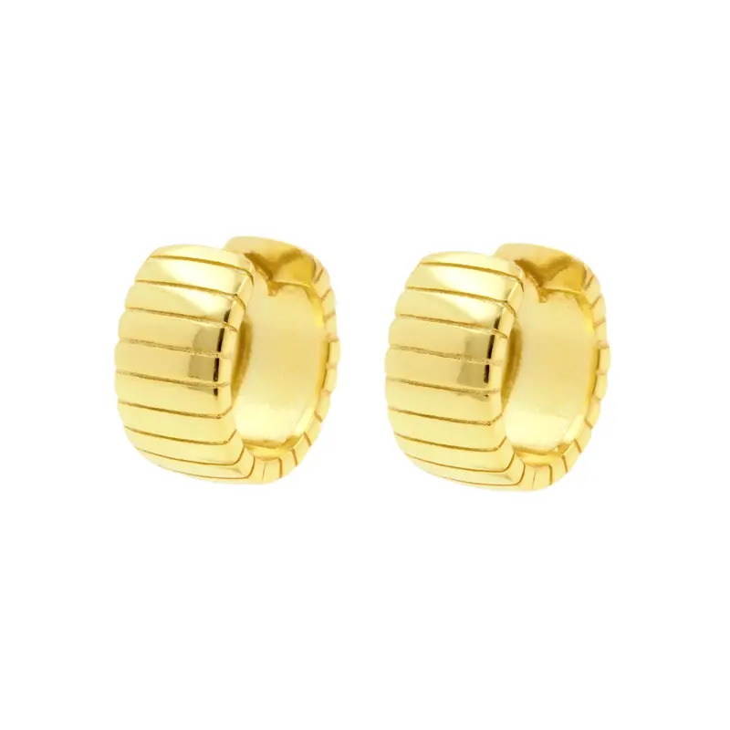 925 Zilver Oorringen - Bangle Gestreept - Goud