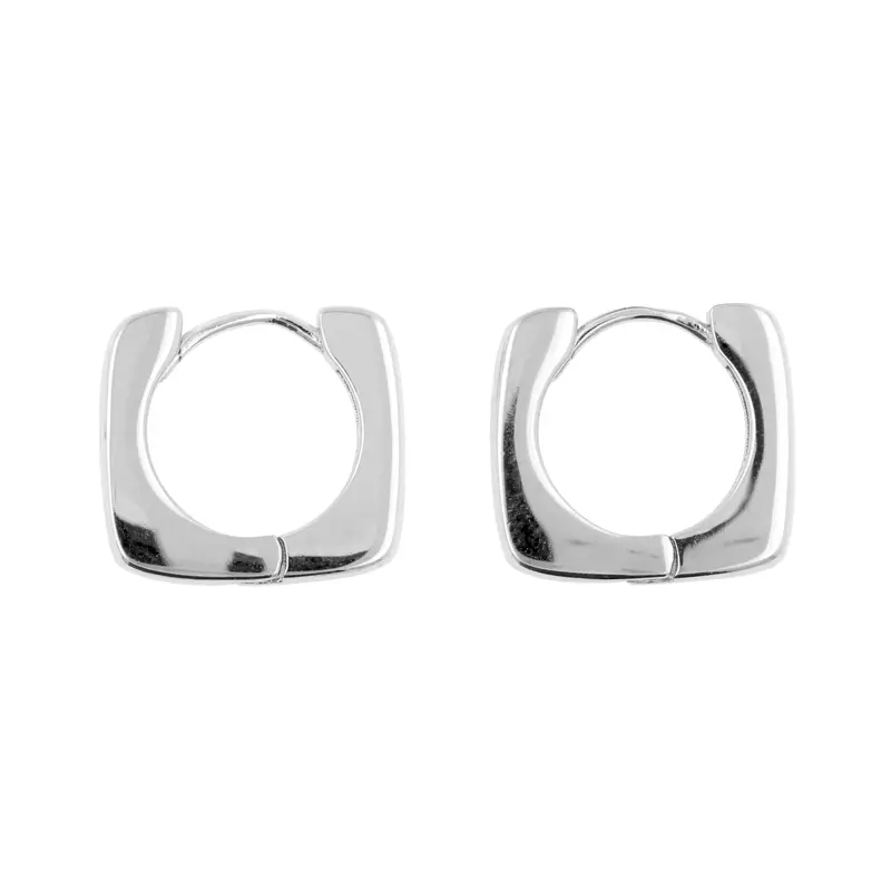 925 Zilver Oorringen - Retro Square Zilver