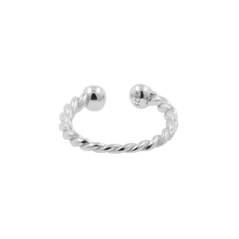925 Zilver Slip-On Cuff Ring - Twisted Zilver