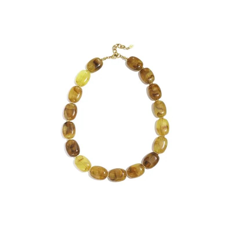Amber ovale marble kralenketting
