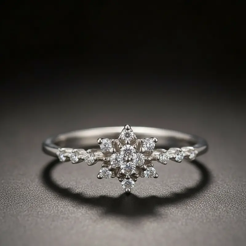 Anillo brillante con piedra central