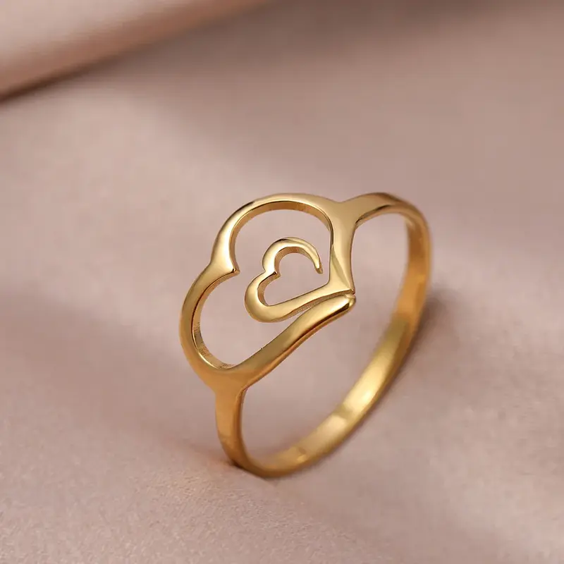 Anillo de Corazón Doble en Acero Inoxidable