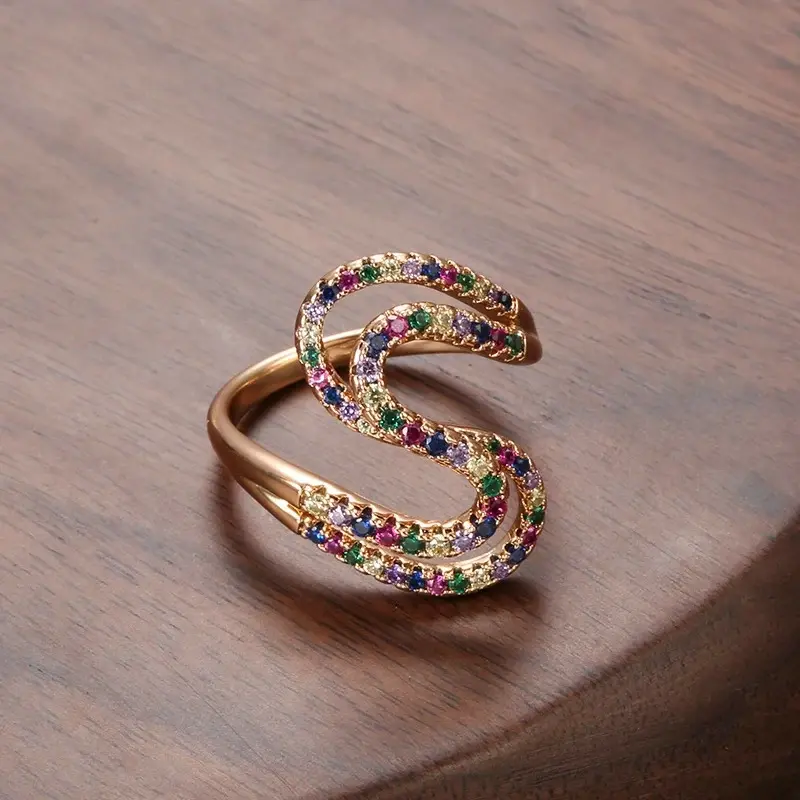 Anillo Elegante con Circonio Cúbico Multicolor