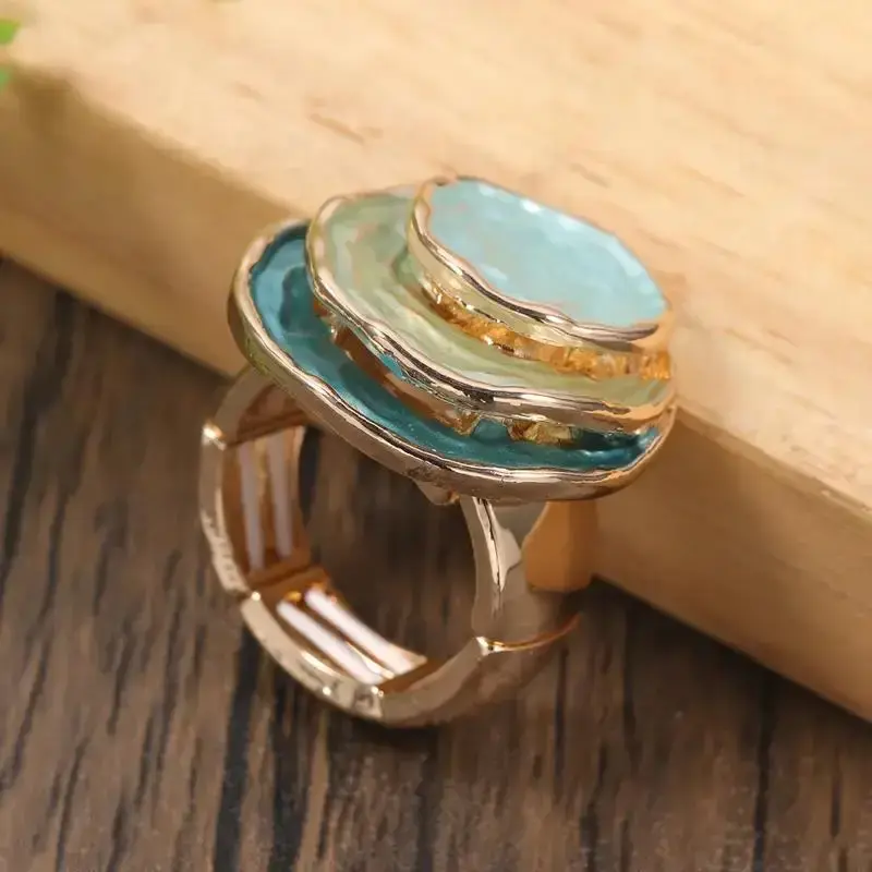 Anillo Vintage de 3 Capas con Esmalte