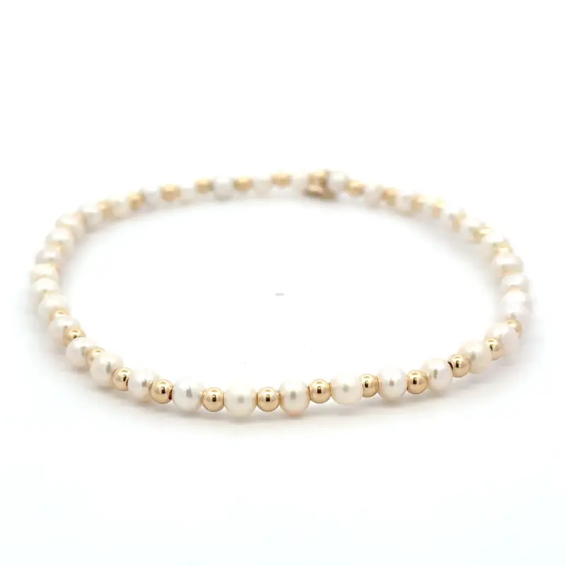 Anklet mix pearl gold coloured