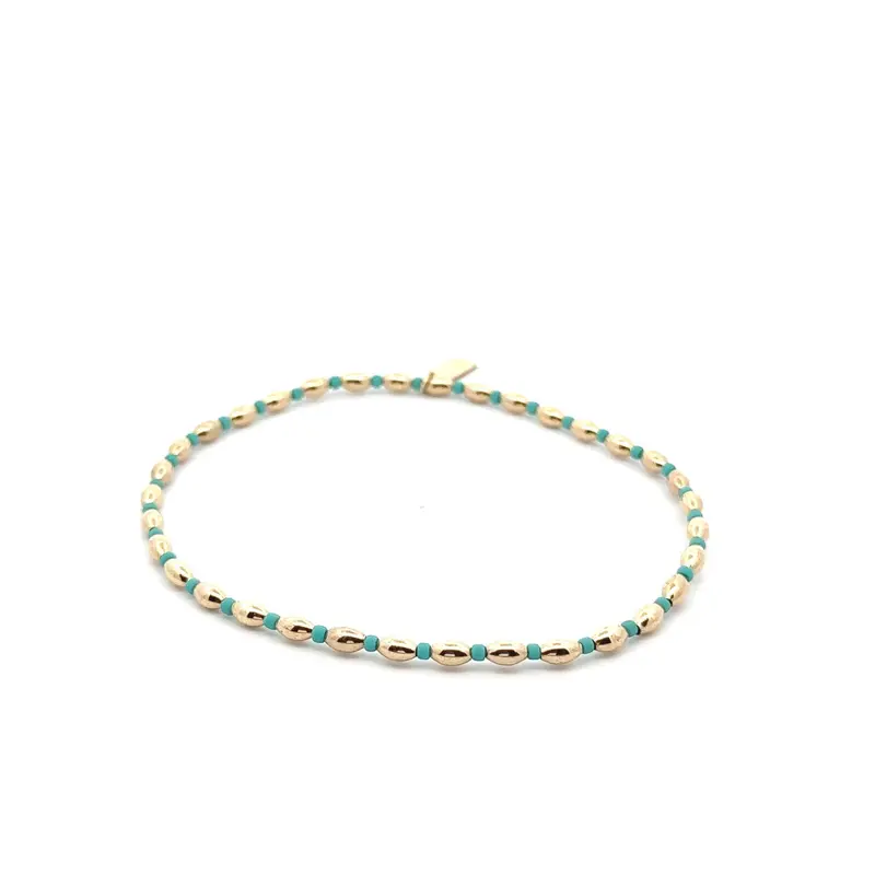 Anklet oval small turquoise gold coloured