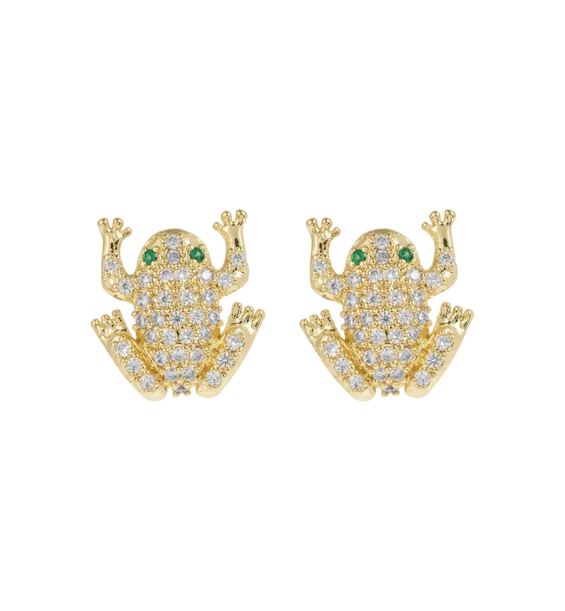 Anna + Nina Enchanted Froggies Stud Oorbellen