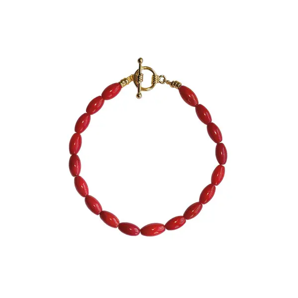 Armband Bamboekoraal Kapittelsluiting Rood