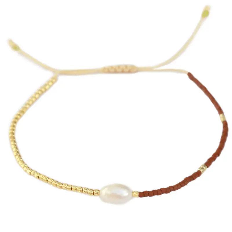 Armband miyuki parel cognac