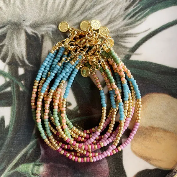 Armband Roze goud blauw groen