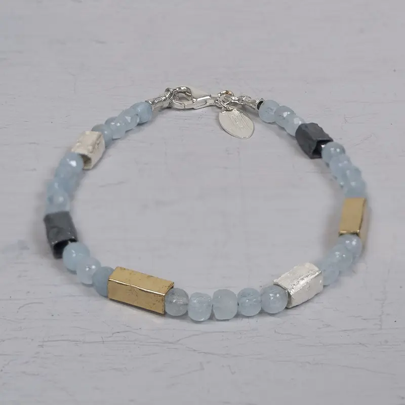 Armband zilver aquamarijn