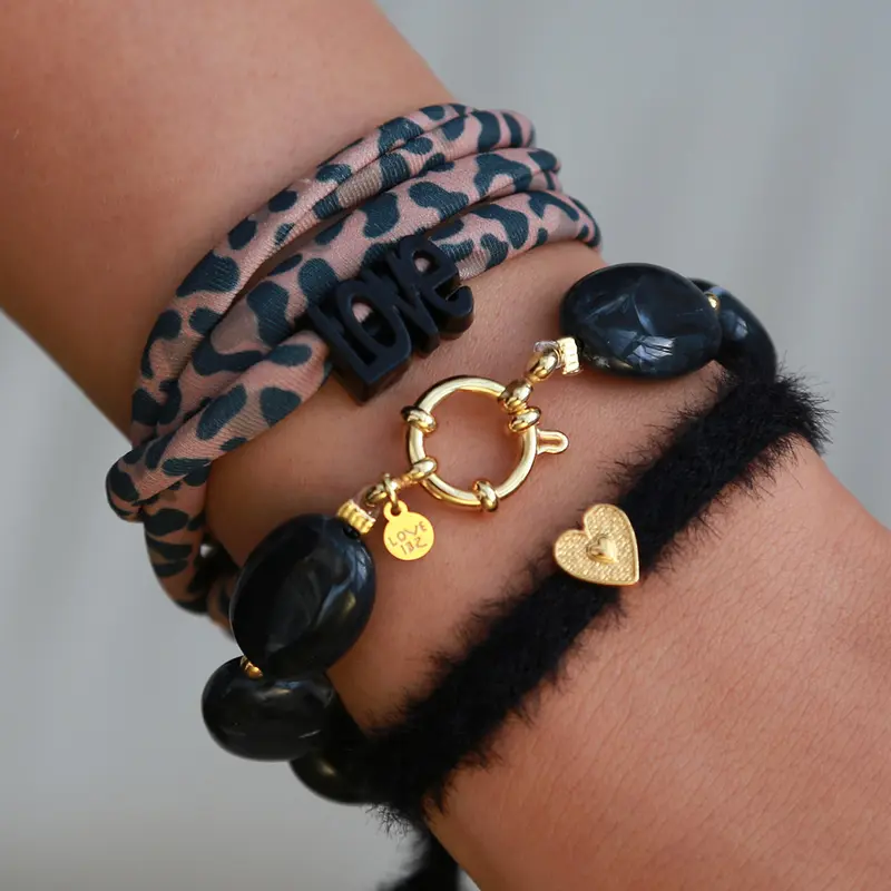 Armbanden set leopard zwart