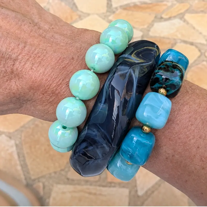 Armbandenset mint, donkerblauw & turquoise