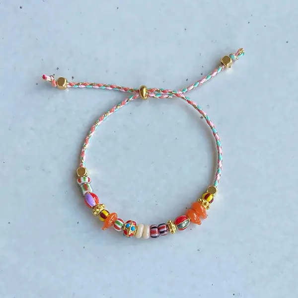 Armbandje Koord Pink blue