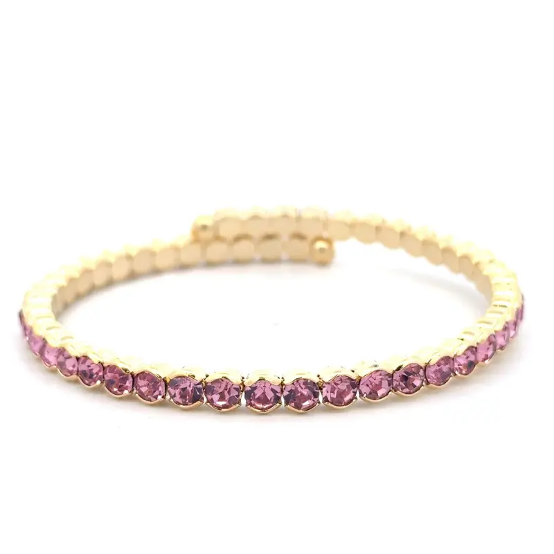 Bangle round pink goldplated