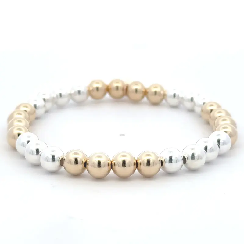 Basic 6mm gold coloured mix silver row