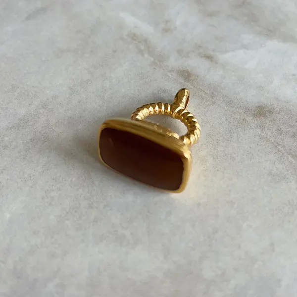 Bedel Zegelring Bruin goud