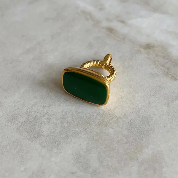 Bedel Zegelring Groen goud
