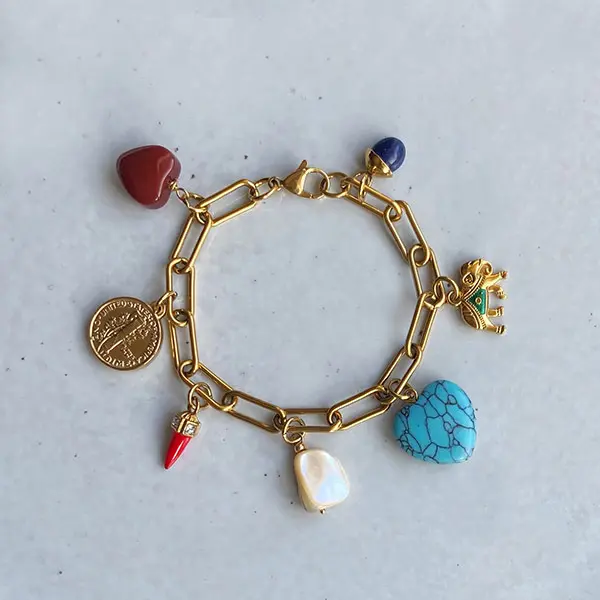 Bedelarmband Chunky Heart Charms