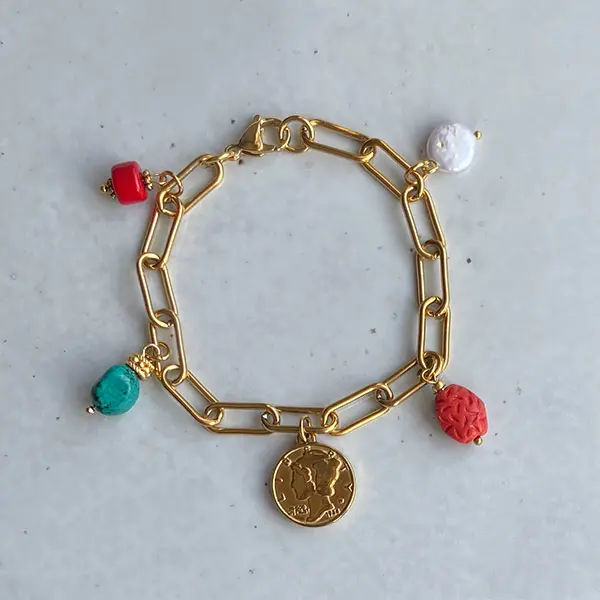 Bedelarmband Liberty munt goud