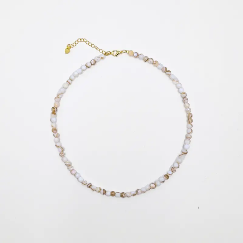 Beige natuursteen kralenketting