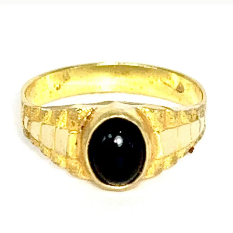 BLACK STONE RING - 14k Gold