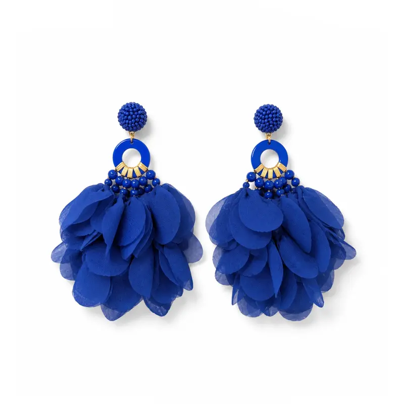 Blauwe bohemian statement oorbellen