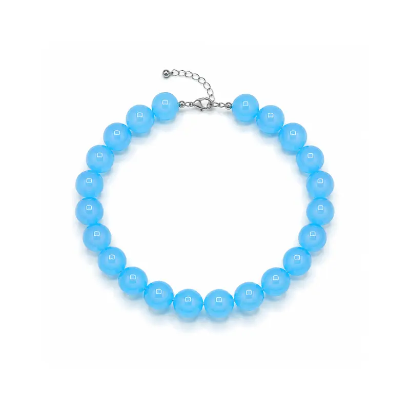 Blauwe grote kralenketting neon