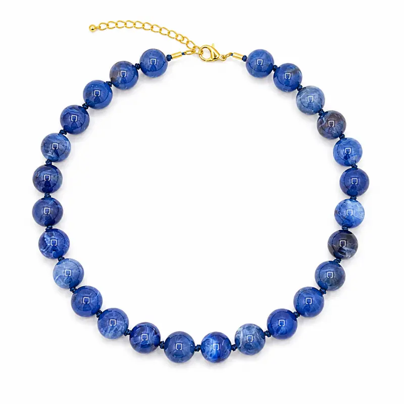Blauwe marble kralenketting