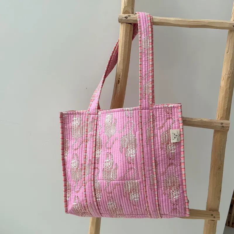 Blockprint schoudertas luipaard roze