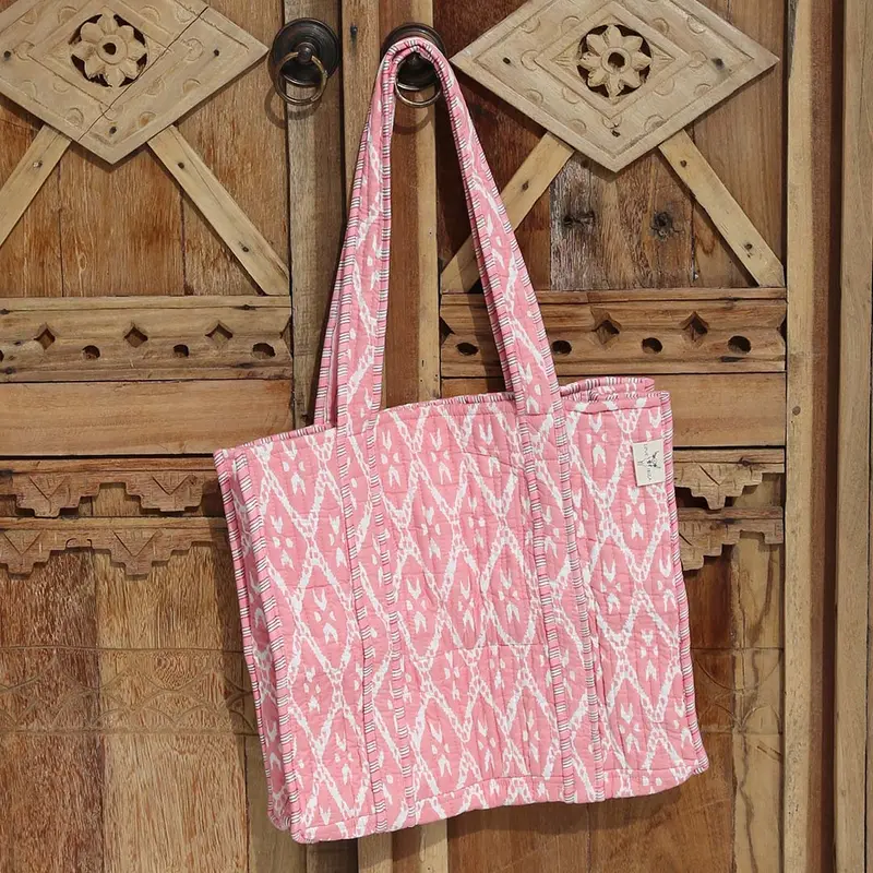 Blockprint schoudertas peach summer