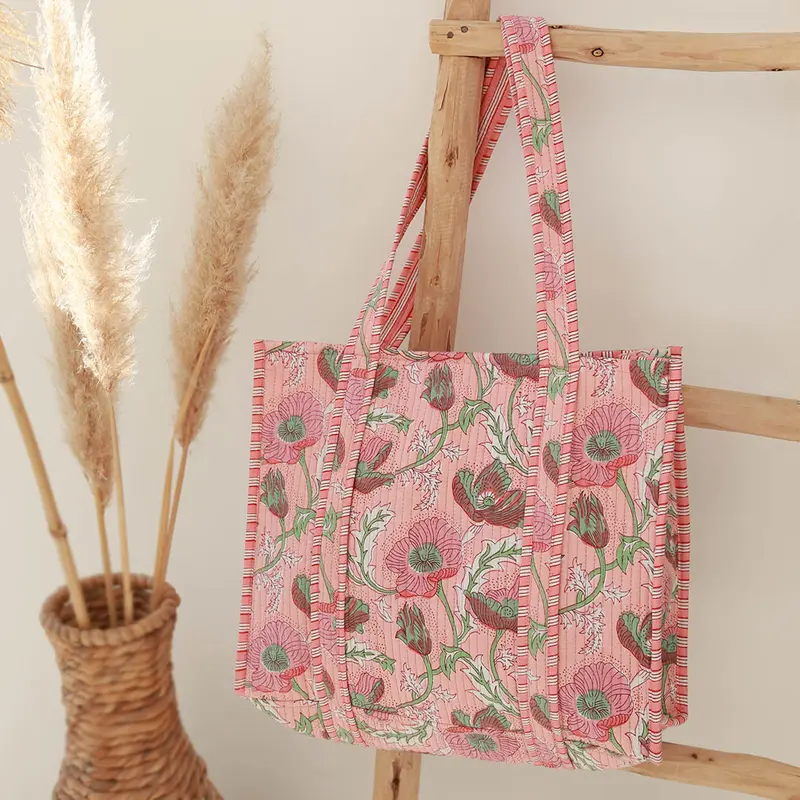 Blockprint schoudertas peach