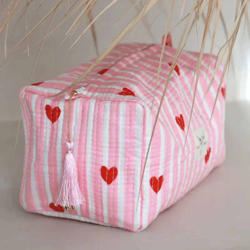 Blockprint toilettas hart roze