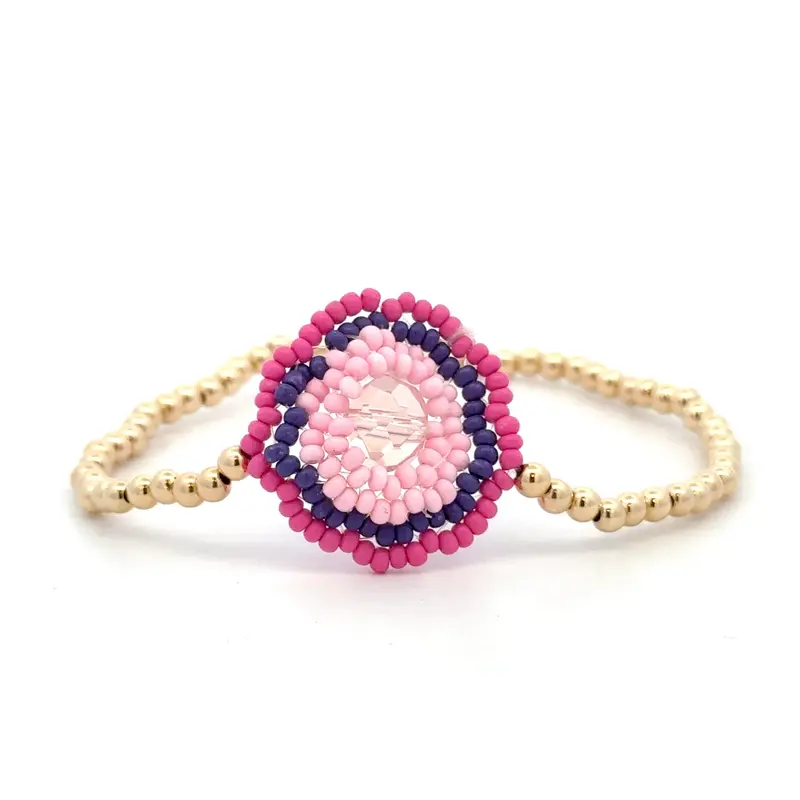 Boho light pink 3mm gold coloured