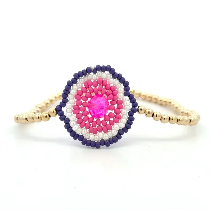 Boho pink 3mm gold coloured