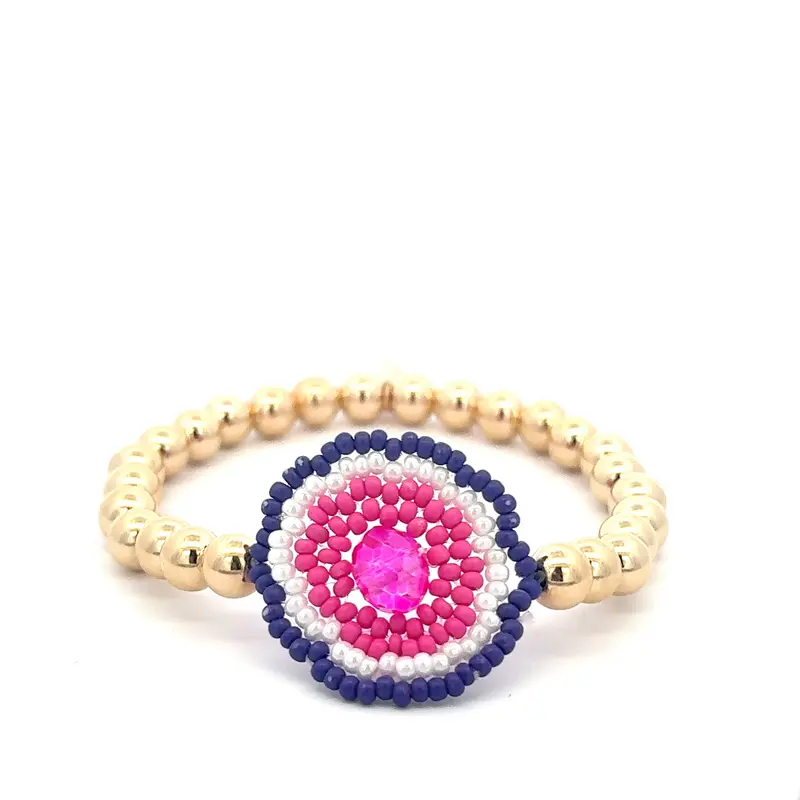 Boho pink 6mm gold coloured