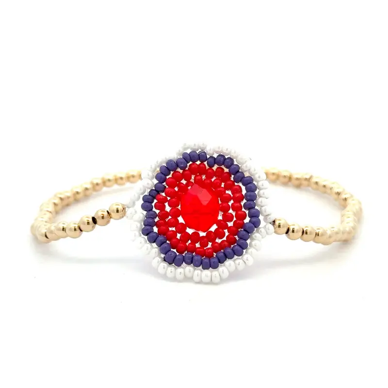 Boho red 3mm gold coloured