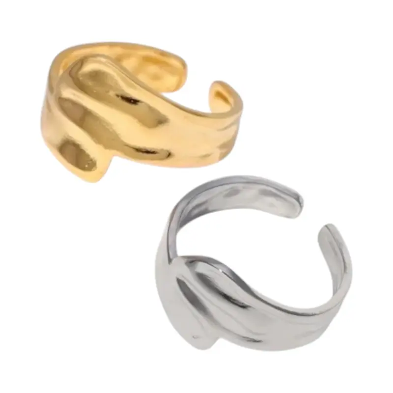 Brede Moderne One Size Ring RVS (14 mm)