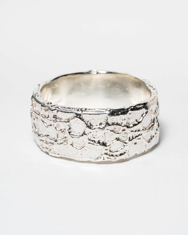 Brede zilveren kanten ring