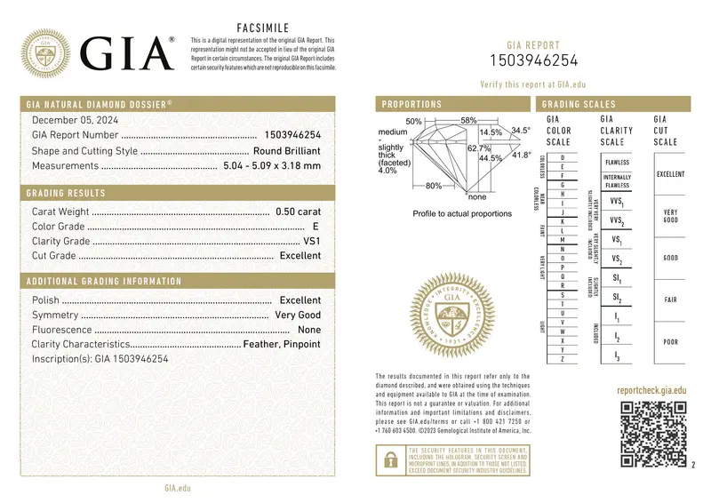 Briljant geslepen diamant 0.50ct, E, VS1