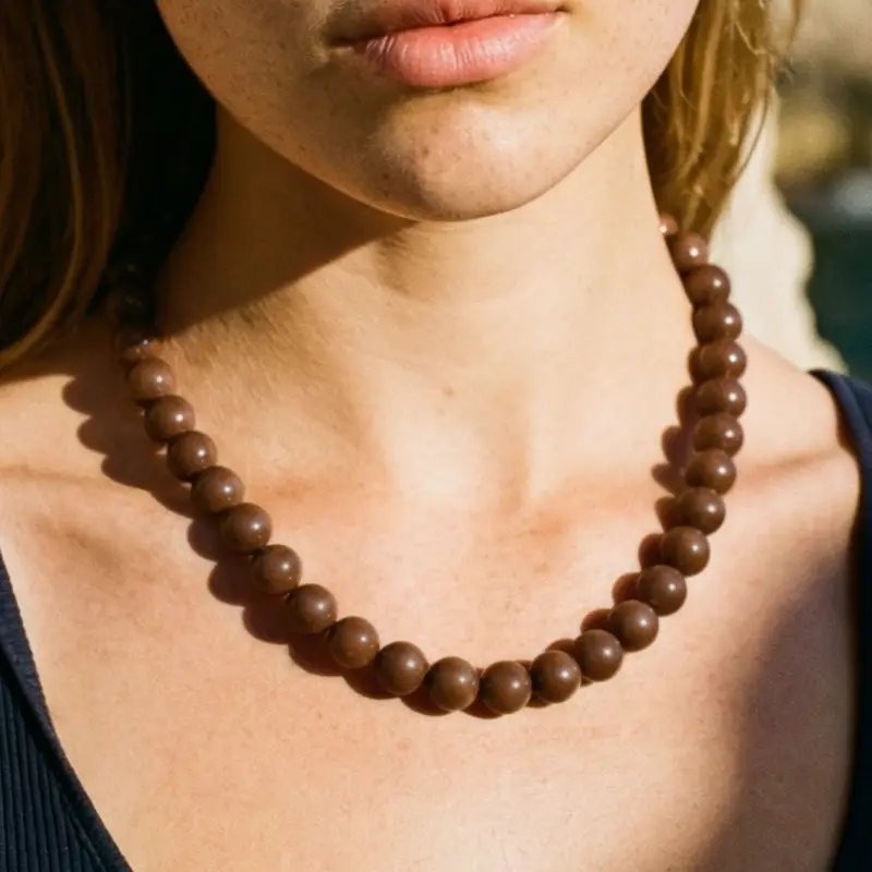 Bruine kralenketting Olivia