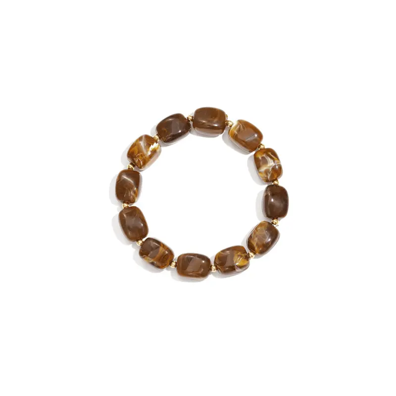 Bruine marble kralenarmband squared