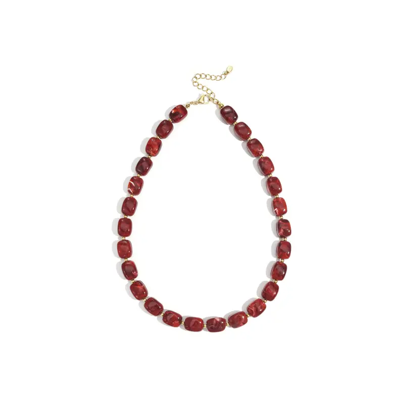 Burgundy kralenketting marble squared