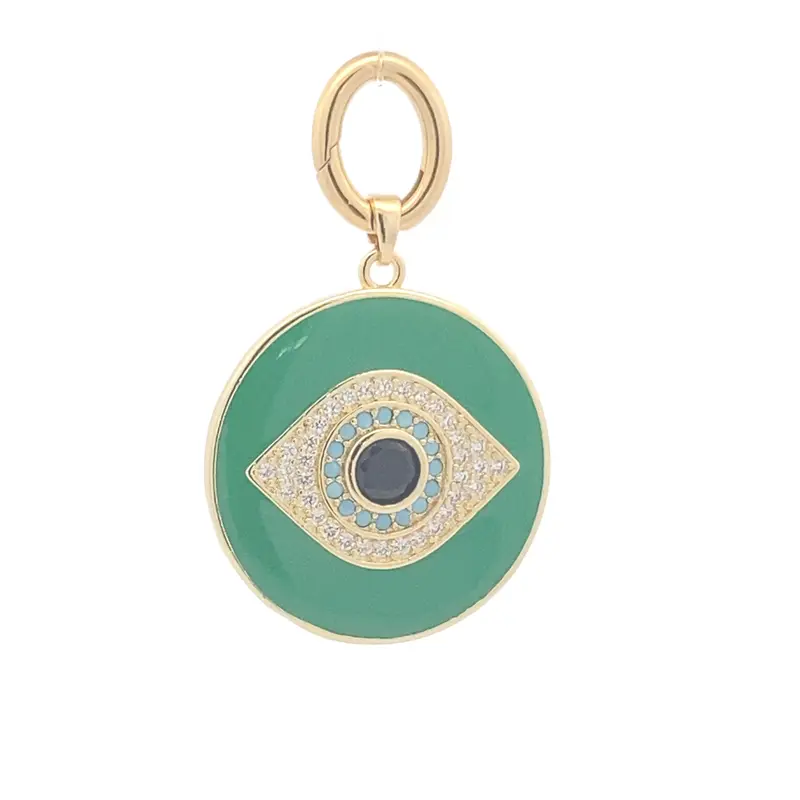 Charm - Big green eye goldplated