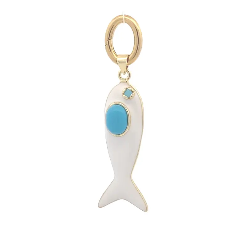 Charm - Big white fish goldplated