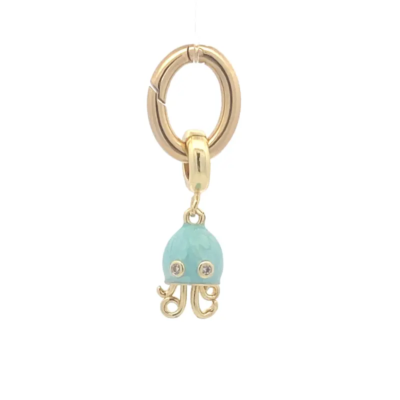 Charm - Blue jellyfish goldplated