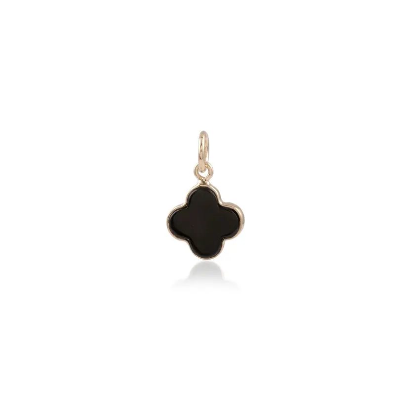 Charm clover black goldplated