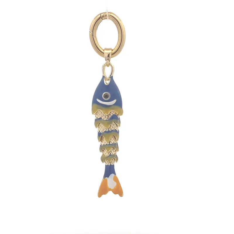 Charm - Dark blue fish goldplated